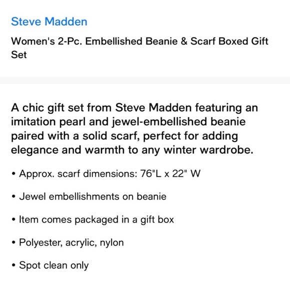 END OF SEASON CLEARANCE
Steve Madden scarf and beanie gift set - Picture 3 of 3